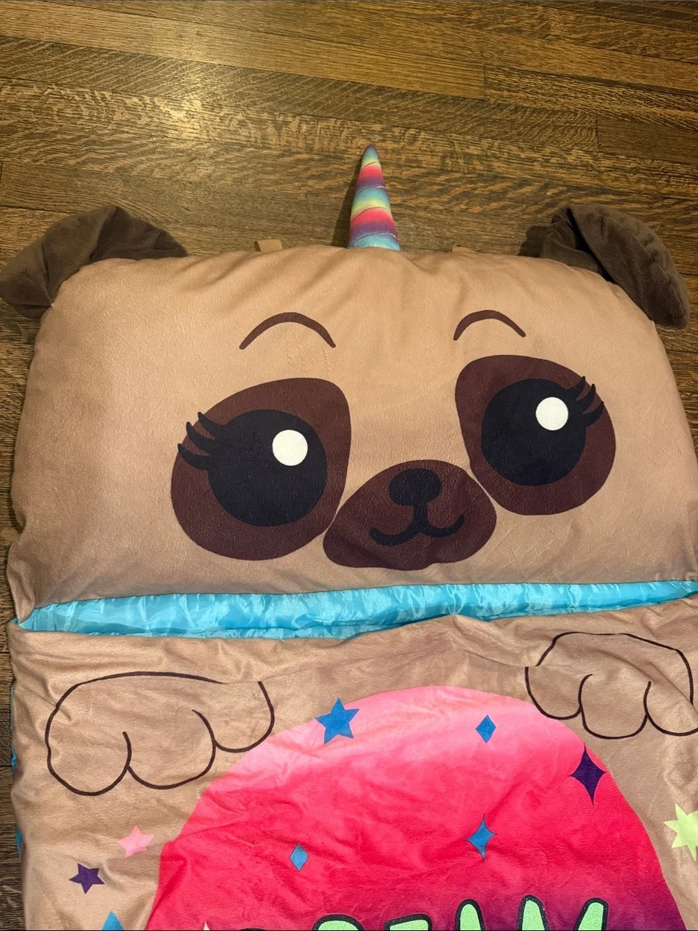 Justice Dream Like a Pugicorn Kids Sleeping Bag like new!
